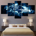 NFL Football Team Baltimore Ravens Thunder Logo 5 Piece Canvas Wall Art Painting Wallpaper Poster Picture Print Photo Decor