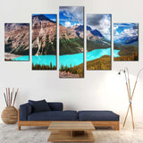 Turquoise Lake Banff National Park Mountain Landscape 5 Piece Canvas Wall Art Painting Wallpaper Poster Picture Print Photo Decor
