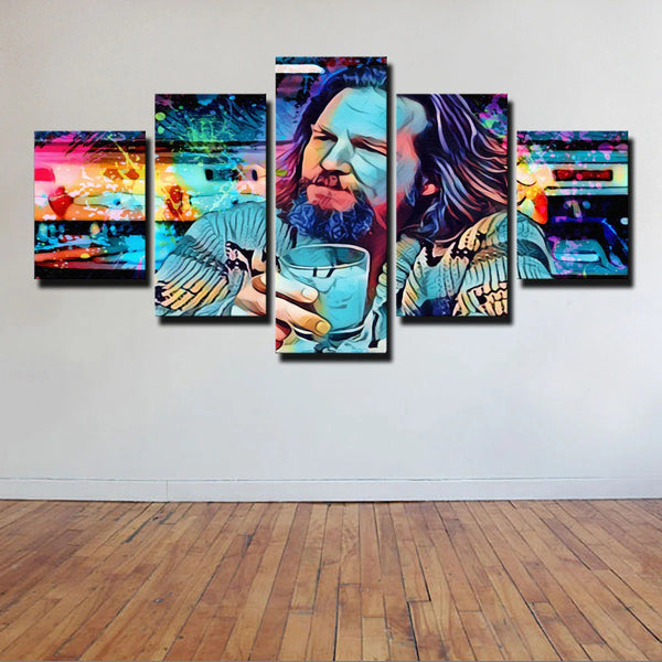 Big Lebowski Abstract Colorful The Dude 5 Piece Canvas Wall Art Painting Wallpaper Poster Picture Print Photo Decor