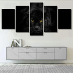 Wild Animal Black Panther and Panther Eyes 5 Piece Canvas Wall Art Painting Wallpaper Poster Picture Print Photo Decor