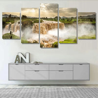 Beautiful Blue Nile Falls Ethiopia Nature View 5 Piece Canvas Wall Art Painting Wallpaper Poster Picture Print Photo Decor