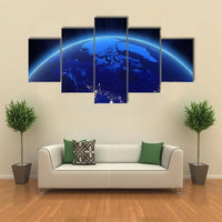 Canada From Space Satellite Nighttime View 5 Piece Canvas Wall Art Painting Wallpaper Poster Picture Print Photo Decor