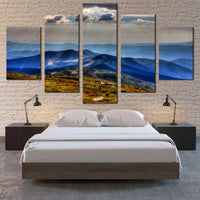 Carpathian Mountains Blue Landscape National Park Chornogora 5 Piece Canvas Wall Art Painting Wallpaper Poster Picture Print Photo Decor