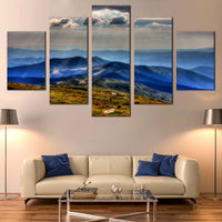 Carpathian Mountains Blue Landscape National Park Chornogora 5 Piece Canvas Wall Art Painting Wallpaper Poster Picture Print Photo Decor