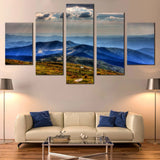 Carpathian Mountains Blue Landscape National Park Chornogora 5 Piece Canvas Wall Art Painting Wallpaper Poster Picture Print Photo Decor