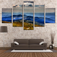 Carpathian Mountains Blue Landscape National Park Chornogora 5 Piece Canvas Wall Art Painting Wallpaper Poster Picture Print Photo Decor