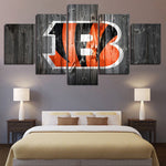 Cincinnati Bengals NFL Football Team Logo Rustic 5 Piece Canvas Wall Art Painting Wallpaper Poster Picture Print Photo Decor