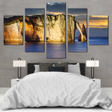 Etretat Cliffs In Normandy Ocean Mountains Scenic 5 Piece Canvas Wall Art Painting Wallpaper Poster Picture Print Photo Decor