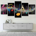 Abstract Colorful Music Notes Music Lovers 5 Piece Canvas Wall Art Painting Wallpaper Poster Picture Print Photo Decor