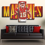 Patrick Mahomes Kansas City Chiefs Quarterback NFL 5 Piece Canvas Wall Art Painting Wallpaper Poster Picture Print Photo Decor