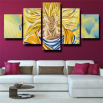 Dragon Ball Z Super Saiyan Son Goku Action Scene 5 Piece Canvas Wall Art Painting Wallpaper Poster Picture Print Photo Decor