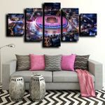 FC Barcelona Camp Nou Stadium Aerial View Night Lights 5 Piece Canvas Wall Art Painting Wallpaper Poster Picture Print Photo Decor