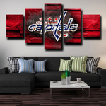 Washington Capitals Logo NHL Hockey Sports Team 5 Piece Canvas Wall Art Painting Wallpaper Poster Picture Print Photo Decor