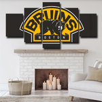 Boston Bruins NHL Hockey Team Logo Badge Sports 5 Piece Canvas Wall Art Painting Wallpaper Poster Picture Print Photo Decor