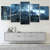 Abstract Dark Fantasy Gothic Castle 5 Piece Canvas Wall Art Painting Wallpaper Poster Picture Print Photo Decor