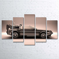 Back To The Future Movie DeLorean Time Machine 5 Piece Canvas Wall Art Painting Wallpaper Poster Picture Print Photo Decor