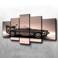 Back To The Future Movie DeLorean Time Machine 5 Piece Canvas Wall Art Painting Wallpaper Poster Picture Print Photo Decor