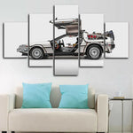 DeLorean DMC-12 Back to the Future Movie Car 5 Piece Canvas Wall Art Painting Wallpaper Poster Picture Print Photo Decor