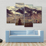 Nature Landscape Denali Mountain In Alaska 4 Piece Canvas Wall Art Painting Wallpaper Poster Picture Print Photo Decor