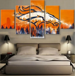 Denver Broncos NFL Football Team Logo 5 Piece Canvas Wall Art Painting Wallpaper Poster Picture Print Photo Decor