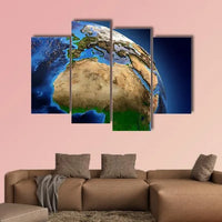 Earth From Space Africa Satellite View 4 Piece Canvas Wall Art Painting Wallpaper Poster Picture Print Photo Decor