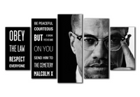 Malcom X Quote 5 Piece Canvas Wall Art Painting Wallpaper Poster Picture Print Photo Decor