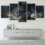 Dark Fantasy Dragon Abstract 5 Piece Canvas Wall Art Painting Wallpaper Poster Picture Print Photo Decor