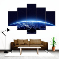 Night Lights Earth Outer Space View 5 Piece Canvas Wall Art Painting Wallpaper Poster Picture Print Photo Decor