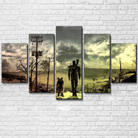 Fallout Game Lone Wanderer & Dogmeat Post-Apocalyptic Wasteland 5 Piece Canvas Wall Art Painting Wallpaper Poster Picture Print Photo Decor