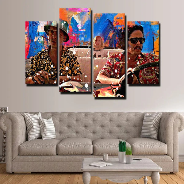 Fear And Loathing In Las Vegas Raoul Duke & Dr. Gonzo 4 Piece Canvas Wall Art Painting Wallpaper Poster Picture Print Photo Decor