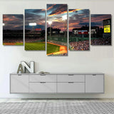 Fenway Park Baseball Stadium Sunset View 5 Piece Canvas Wall Art Painting Wallpaper Poster Picture Print Photo Decor