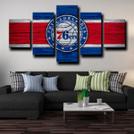 Philadelphia 76ers Logo Emblem NBA Basketball Team 5 Piece Canvas Wall Art Painting Wallpaper Poster Picture Print Photo Decor
