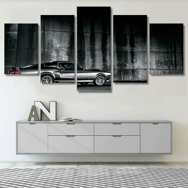 Vintage Muscle Car Ford Mustang Eleanor 5 Piece Canvas Wall Art Painting Wallpaper Poster Picture Print Photo Decor