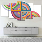 Multicolor Abstract Frank Stella 5 Piece Canvas Wall Art Painting Wallpaper Poster Picture Print Photo Decor