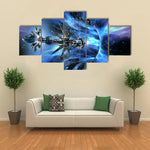 Futuristic Spacecraft Entering Wormhole 5 Piece Canvas Wall Art Painting Wallpaper Poster Picture Print Photo Decor