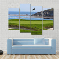 Oceanfront Golf Course With Flag 4 Piece Canvas Wall Art Painting Wallpaper Poster Picture Print Photo Decor