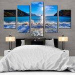 Cala Benirrás Beach Ibiza Ocean Waves And Sunlit Sky Spain 5 Piece Canvas Wall Art Painting Wallpaper Poster Picture Print Photo Decor