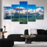 Mount Kilimanjaro Landscape Nature Mountains 5 Piece Canvas Wall Art Painting Wallpaper Poster Picture Print Photo Decor