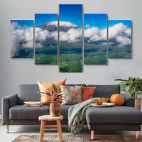 Mount Kilimanjaro Landscape Nature Mountains 5 Piece Canvas Wall Art Painting Wallpaper Poster Picture Print Photo Decor