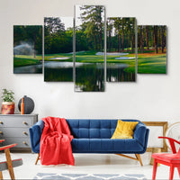 Augusta Georgia USA National Golf Course Golfing Trees Nature 5 Piece Canvas Wall Art Painting Wallpaper Poster Picture Print Photo Decor