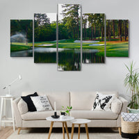 Augusta Georgia USA National Golf Course Golfing Trees Nature 5 Piece Canvas Wall Art Painting Wallpaper Poster Picture Print Photo Decor