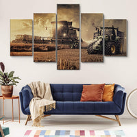 Farming Farmers Farm Tractors 5 Piece Canvas Wall Art Painting Wallpaper Poster Picture Print Photo Decor