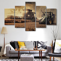 Farming Farmers Farm Tractors 5 Piece Canvas Wall Art Painting Wallpaper Poster Picture Print Photo Decor