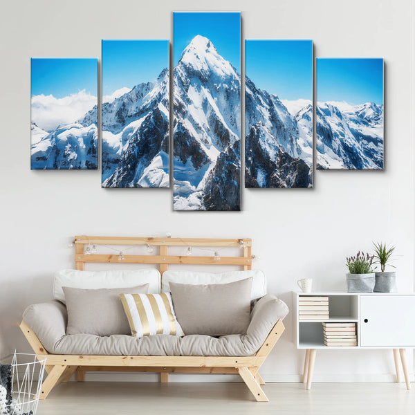 Mount Everest Mountain 5 Piece Canvas Wall Art Painting Wallpaper Poster Picture Print Photo Decor