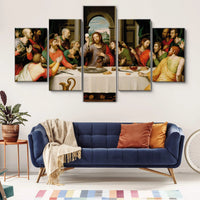 Jesus & Disciples The Last Supper Christian Religious 5 Piece Canvas Wall Art Painting Wallpaper Poster Picture Print Photo Decor