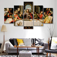 Jesus & Disciples The Last Supper Christian Religious 5 Piece Canvas Wall Art Painting Wallpaper Poster Picture Print Photo Decor