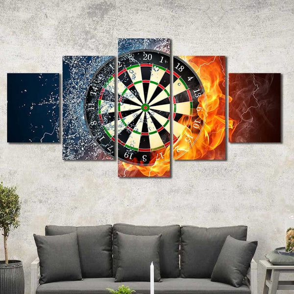 Darts Game Dart Board Sports 5 Piece Canvas Wall Art Painting Wallpaper Poster Picture Print Photo Decor