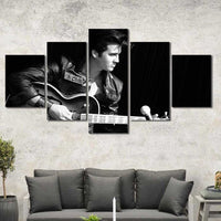 Black And White Elvis Presley Posters Rock 5 Piece Canvas Wall Art Painting Wallpaper Poster Picture Print Photo Decor