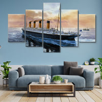 Titanic Ship Seascapes Ocean Liner Cruise Ship 5 Piece Canvas Wall Art Painting Wallpaper Poster Picture Print Photo Decor