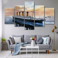 Titanic Ship Seascapes Ocean Liner Cruise Ship 5 Piece Canvas Wall Art Painting Wallpaper Poster Picture Print Photo Decor